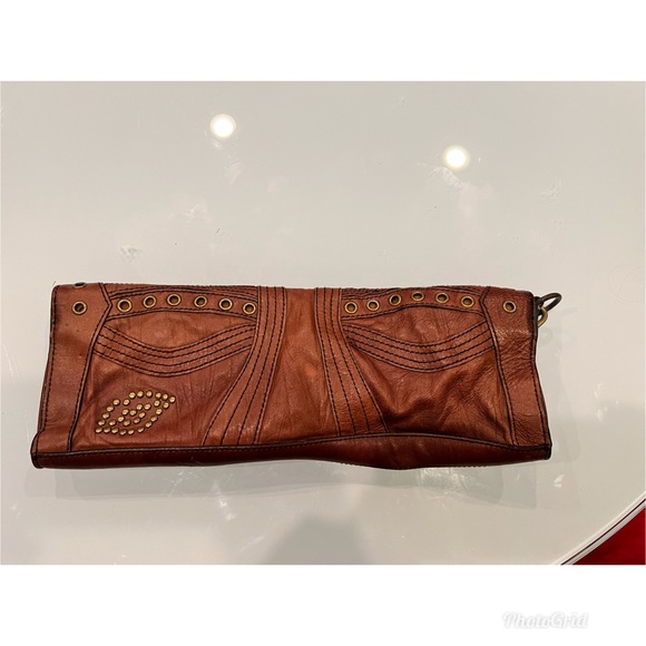 Vintage Betsey Johnson Boutique Wristlet Large Leather and Stud Clutch - Picture 2 of 4